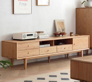 Oslo Natural Solid Oak Large Entertainment Unit - Oak Furniture Store & Sofas