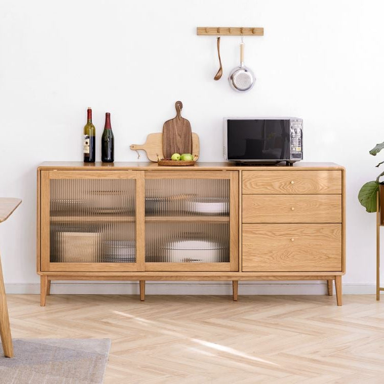 Oslo Natural Solid Oak Sideboard with Hutch Dresser - Oak Furniture Store