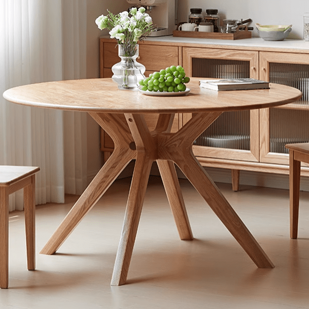 Oslo Natural Solid Oak Round Dining Table - Oak Furniture Store