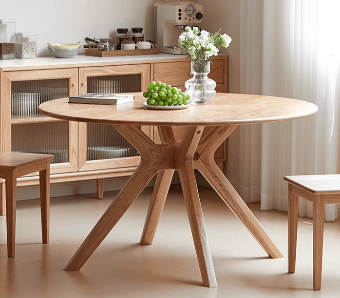 Oslo Natural Solid Oak Round Dining Table - Oak Furniture Store & Sofas