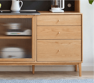 Oslo Natural Solid Oak Sideboard with Hutch Dresser - Oak Furniture Store & Sofas