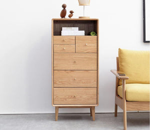 Oslo Natural Solid Oak Slim Chest of Drawers - Oak Furniture Store & Sofas