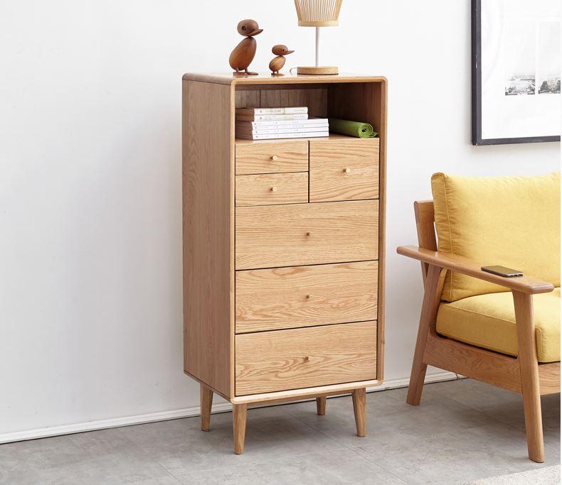 Oslo Natural Solid Oak Slim Chest of Drawers - Oak Furniture Store & Sofas