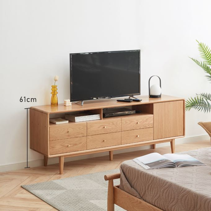 Oslo Natural Solid Oak Tall TV Unit - Oak Furniture Store
