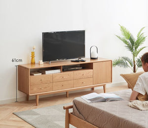 Oslo Natural Solid Oak Tall TV Unit - Oak Furniture Store & Sofas