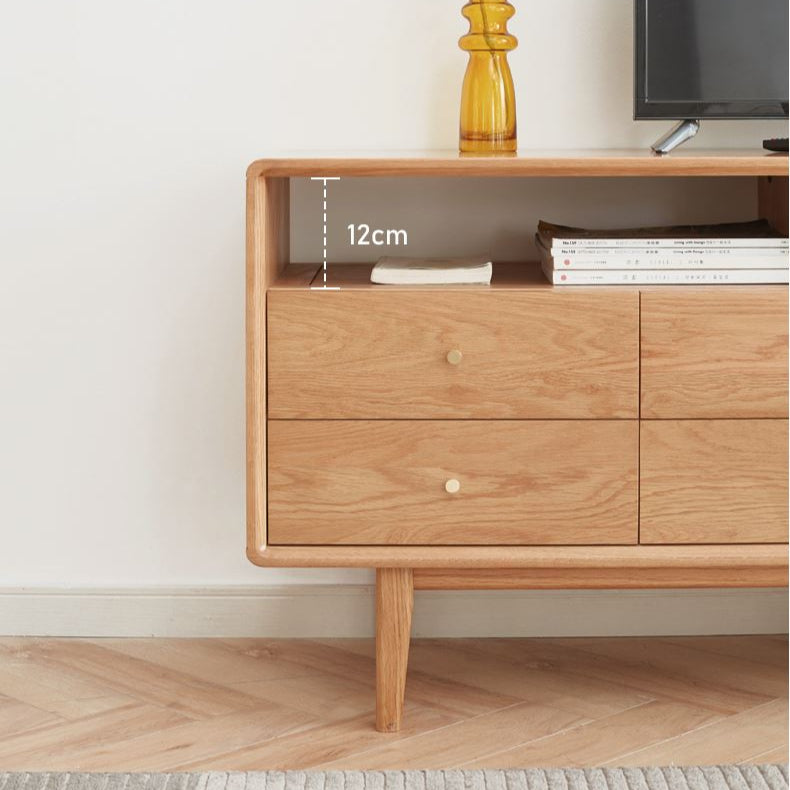 Oslo Natural Solid Oak Tall TV Unit - Oak Furniture Store