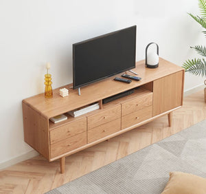 Oslo Natural Solid Oak Tall TV Unit - Oak Furniture Store & Sofas