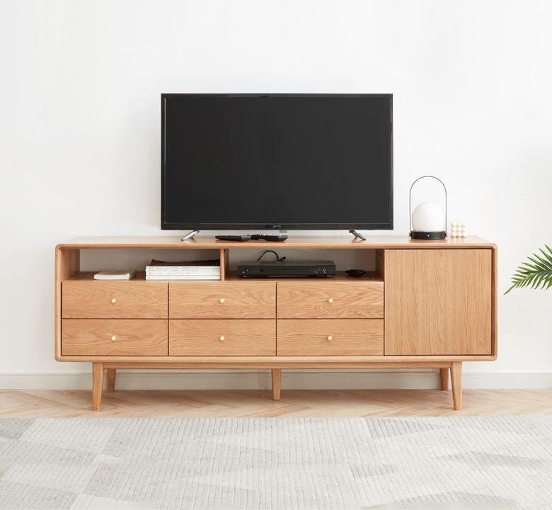 Oslo Natural Solid Oak Tall TV Unit - Oak Furniture Store & Sofas