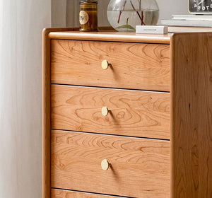 Prunus Solid Cherry 5 Drawers Tallboy - Oak Furniture Store & Sofas