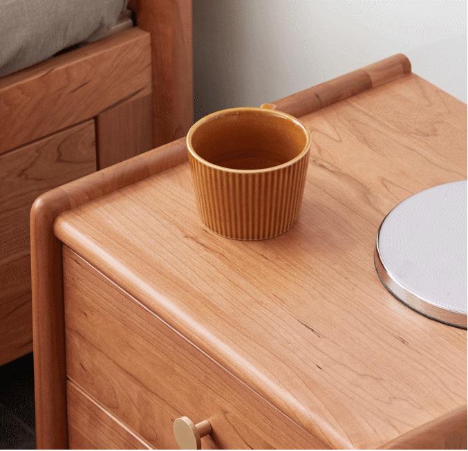 Prunus Solid Cherry Bedside Table - Oak Furniture Store