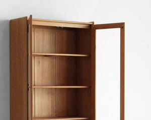 Prunus Solid Cherry Bookcase with Glass Doors - Oak Furniture Store & Sofas