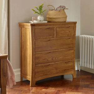 Renwick Rustic Solid Oak 3+2 Chest of Drawers - Oak Furniture Store & Sofas