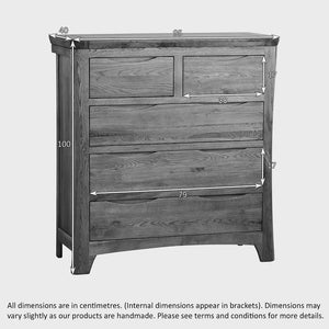 Renwick Rustic Solid Oak 3+2 Chest of Drawers - Oak Furniture Store & Sofas