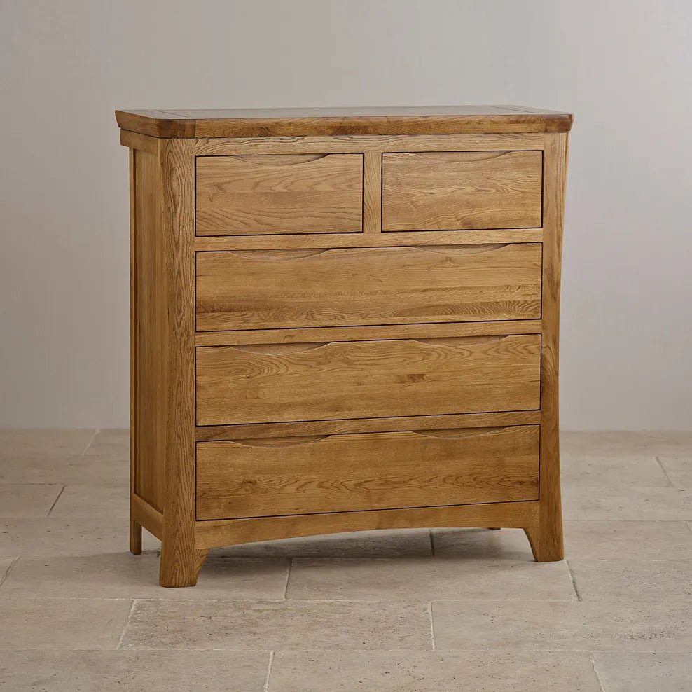 Renwick Rustic Solid Oak 3+2 Chest of Drawers - Oak Furniture Store