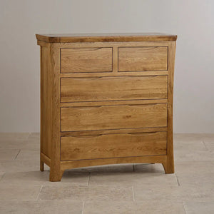 Renwick Rustic Solid Oak 3+2 Chest of Drawers - Oak Furniture Store & Sofas