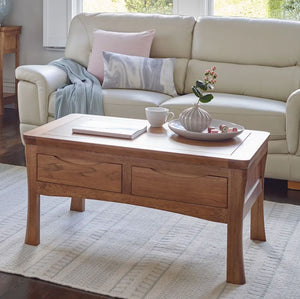 Renwick Rustic Solid Oak 4 Drawer Storage Coffee Table - Oak Furniture Store & Sofas