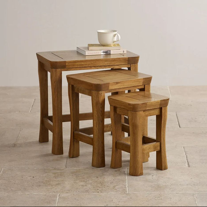 Renwick Rustic Solid Oak Nest of Tables