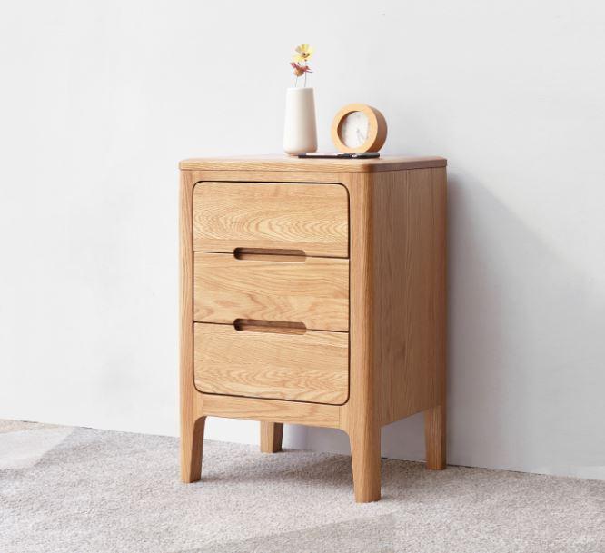 Seattle Natural Solid Oak 3 Drawers Bedside Table - Oak Furniture Store & Sofas