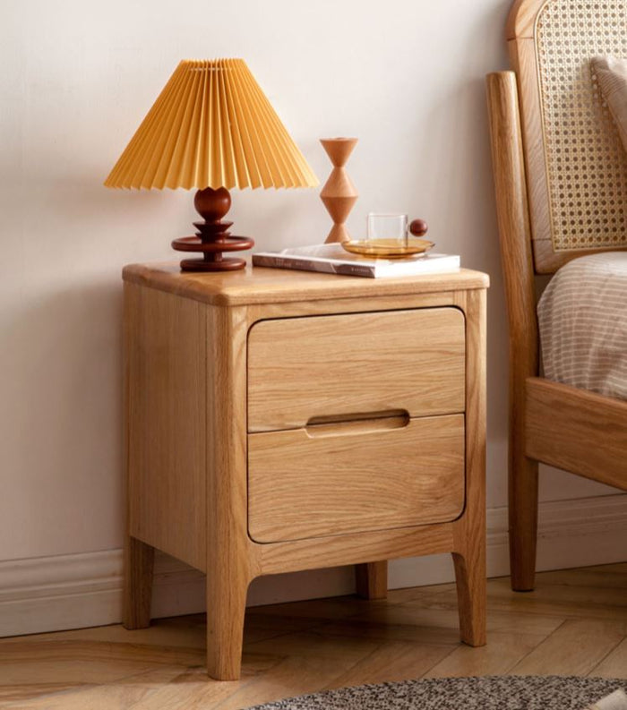 Seattle Natural Solid Oak Bedside Table Design 2