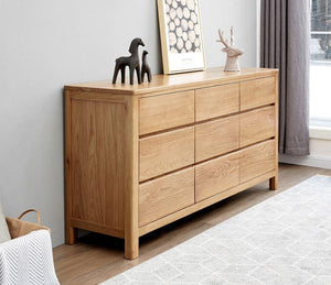 Seattle Natural Solid Oak Chest of 9 Drawers - Oak Furniture Store & Sofas