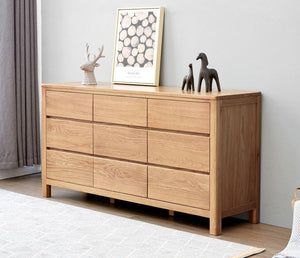 Seattle Natural Solid Oak Chest of 9 Drawers - Oak Furniture Store & Sofas