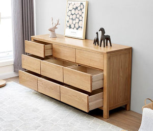 Seattle Natural Solid Oak Chest of 9 Drawers - Oak Furniture Store & Sofas