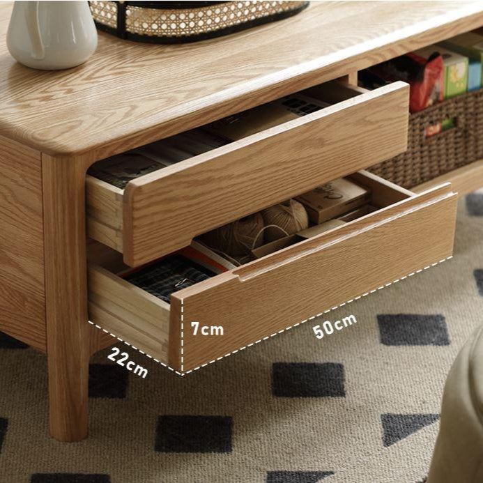 Seattle Natural Solid Oak Coffee Table | wood small coffee table NZ with drawers for living room | Oak Furniture Store