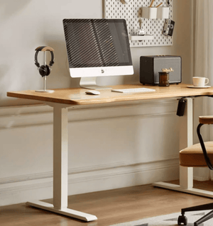 Solid Ash Top Electric Height Adjustable Computer Desk - Oak Furniture Store & Sofas