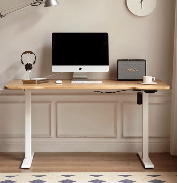 Solid Ash Top Electric Height Adjustable Computer Desk - Oak Furniture Store & Sofas