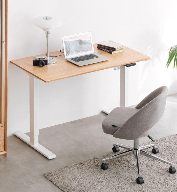 Solid Oak Top Electric Height Adjustable Desk