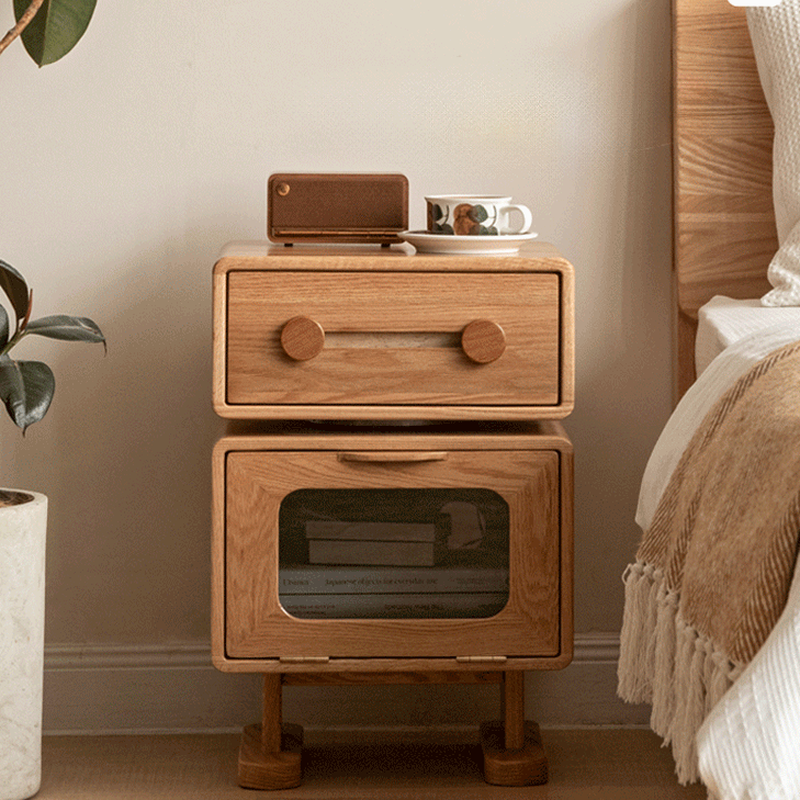 Urban Kidz Natural Solid Oak Robot Design Side Table - Oak Furniture Store