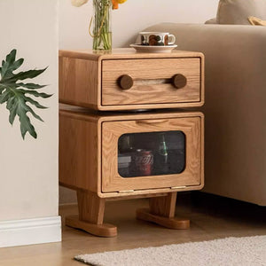 Urban Kidz Natural Solid Oak Robot Design Bedside Table - Oak Furniture Store & Sofas