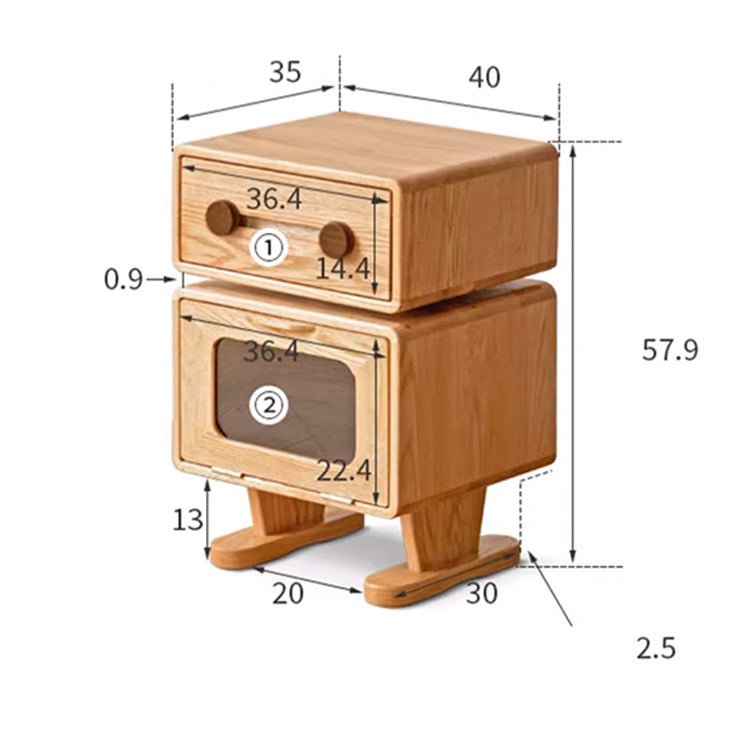Urban Kidz Natural Solid Oak Robot Design Side Table - Oak Furniture Store