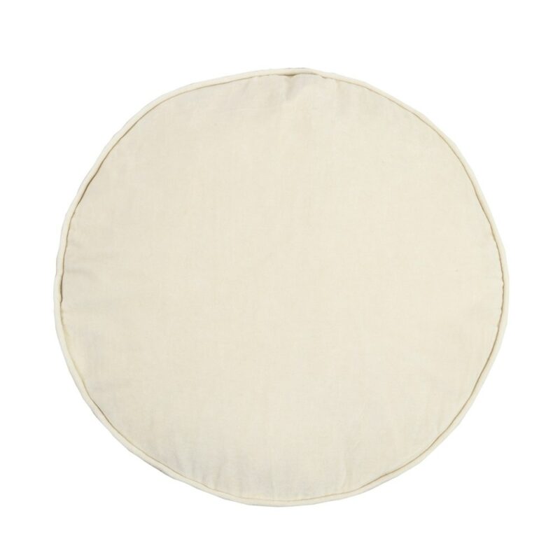 Velvet Cotton Round Cushion Bone White K1068878W - Oak Furniture Store & Sofas