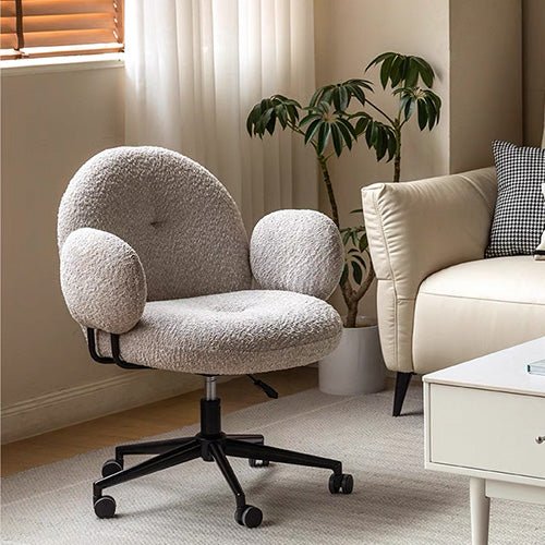 Vivo Ergonomic Faux Shearling Study Chair - Oak Furniture Store