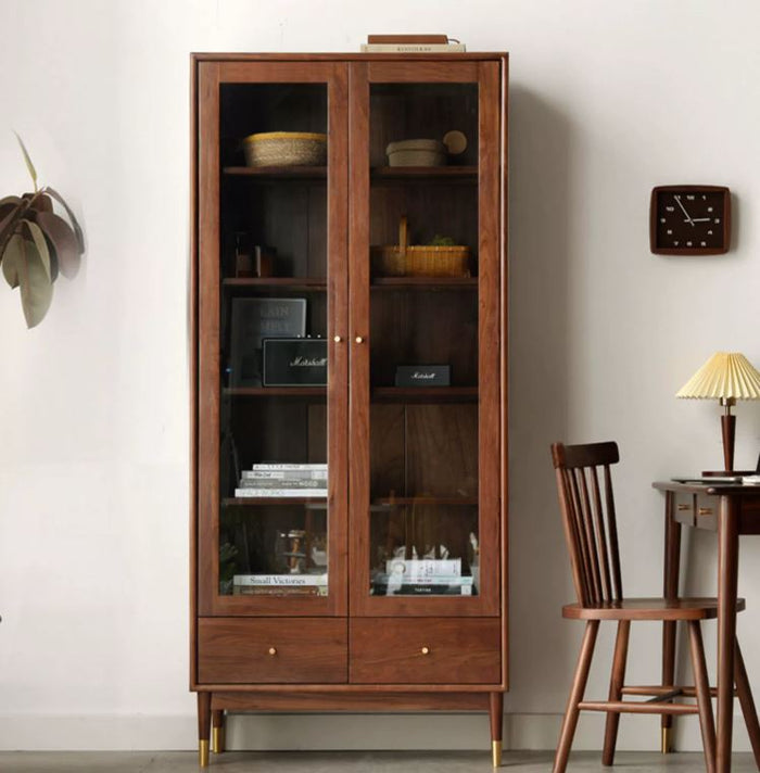 Newark Solid Walnut Glass Display Cabinet