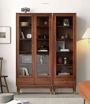 Walnut Glass Display Cabinet - Oak Furniture Store & Sofas