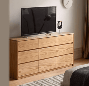 Warburg Natural Solid Oak 9 Drawers Sideboard - Oak Furniture Store & Sofas