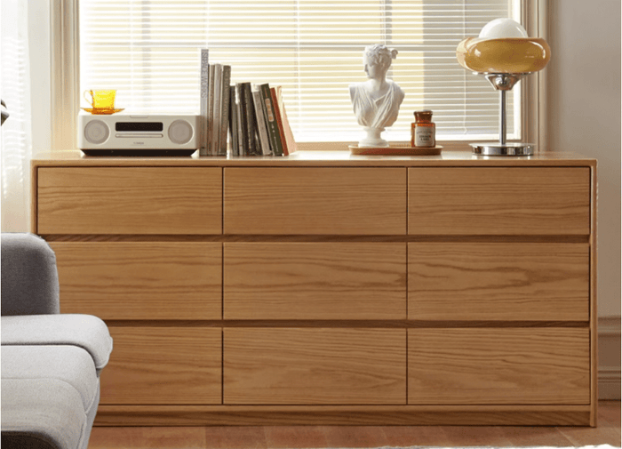 Warburg Natural Solid Oak 9 Drawers Sideboard