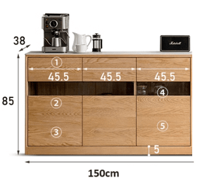 Warburg Natural Solid Oak Sideboard with Ceramic Marble Top - Oak Furniture Store & Sofas