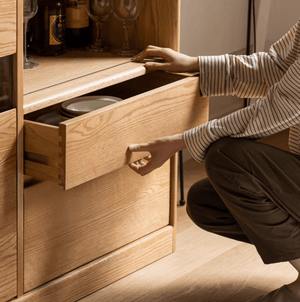 Warburg Natural Solid Oak Sideboard with Ceramic Marble Top - Oak Furniture Store & Sofas