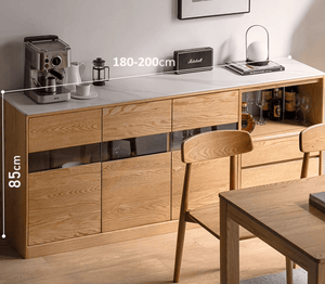 Warburg Natural Solid Oak Sideboard with Ceramic Marble Top - Oak Furniture Store & Sofas