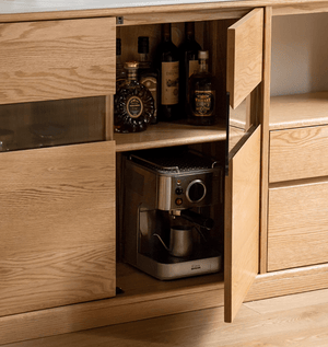 Warburg Natural Solid Oak Sideboard with Ceramic Marble Top - Oak Furniture Store & Sofas